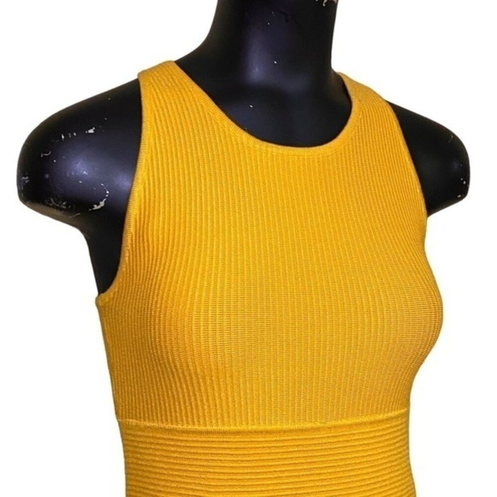 NEW House of Harlow Yellow Rib-knit Body-con Dress Size Small - Picture 2 of 7